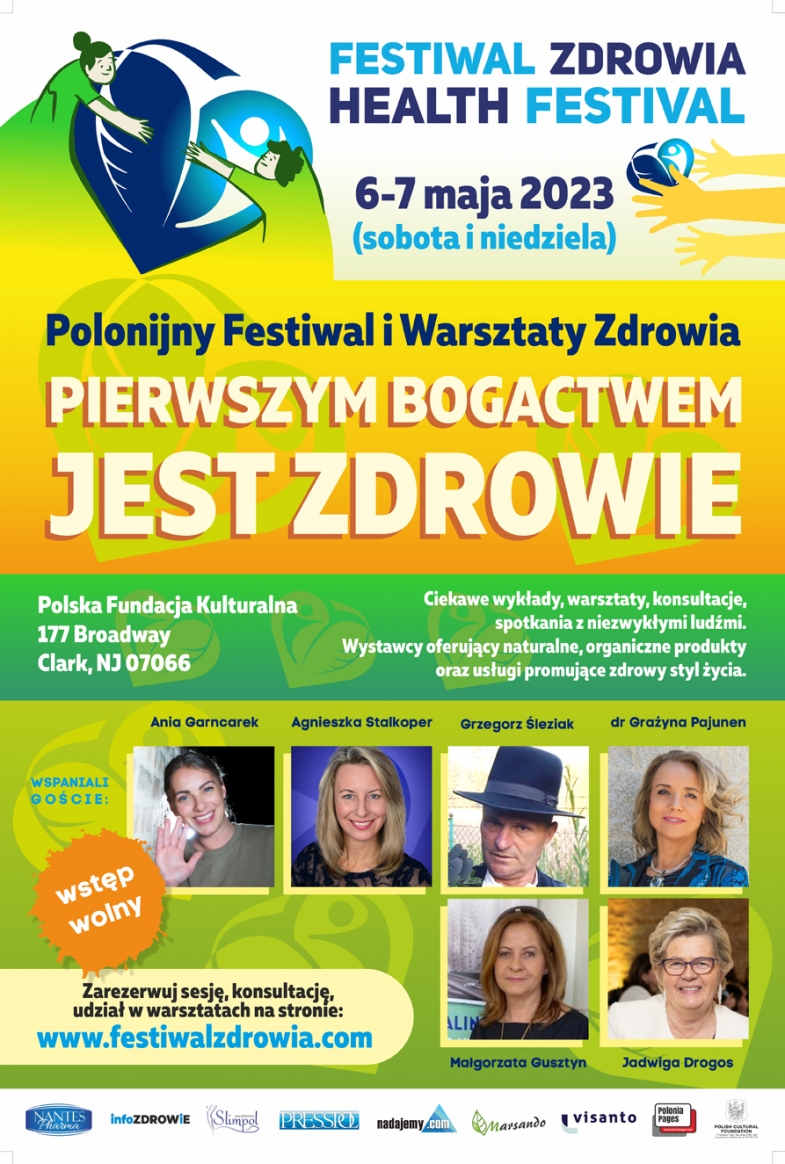 Festiwal Zdrowia 6-7 maja 2023 Polska Fundacja Kulturalna Clark NJ