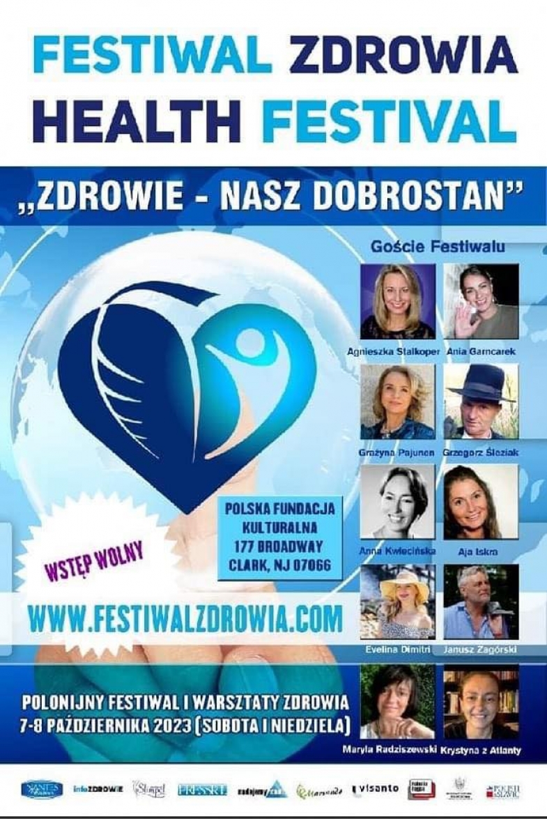 Festiwal Zdrowia 7-8 października 2023 Polska Fundacja Kulturalna Clark NJ